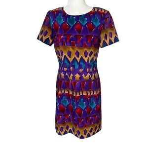 Vintage John Roberts Colorful Geometric Print Dress. Sz 6. Great Condition!!